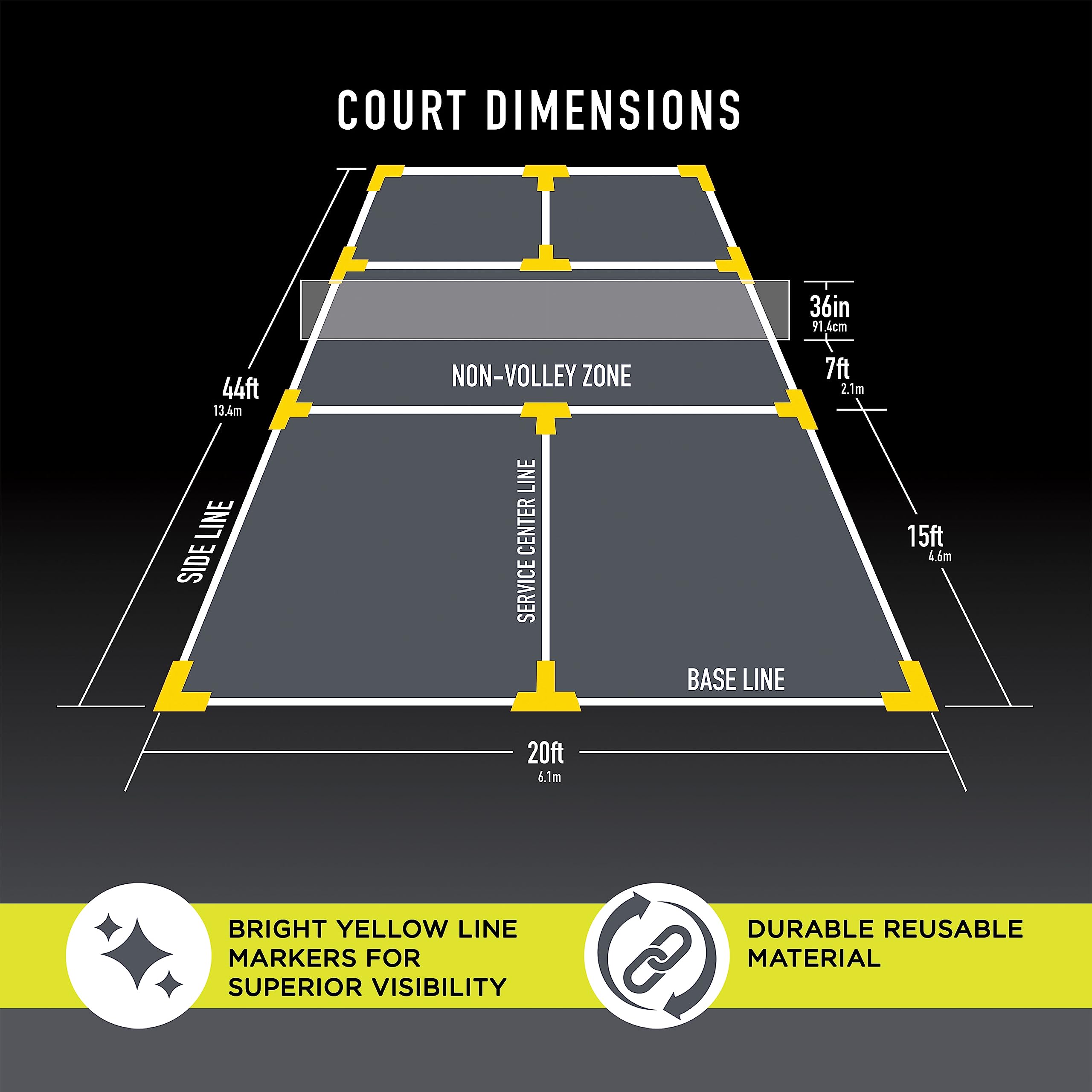 Foto 3 | Kit De Marcadores Para Canchas De Pickleball Franklin Sports Con Cinta Métrica - Venta Internacional.