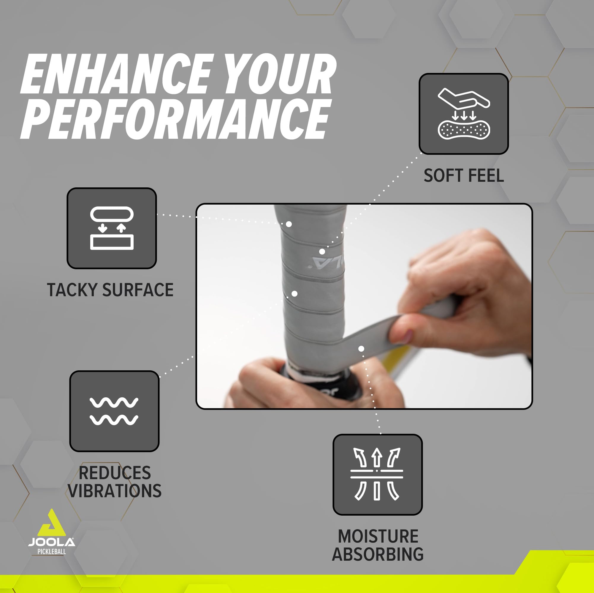 Foto 4 | Empuñadura De Repuesto Para Pickleball Joola Feel-tec Pure Grip, Gris - Venta Internacional.
