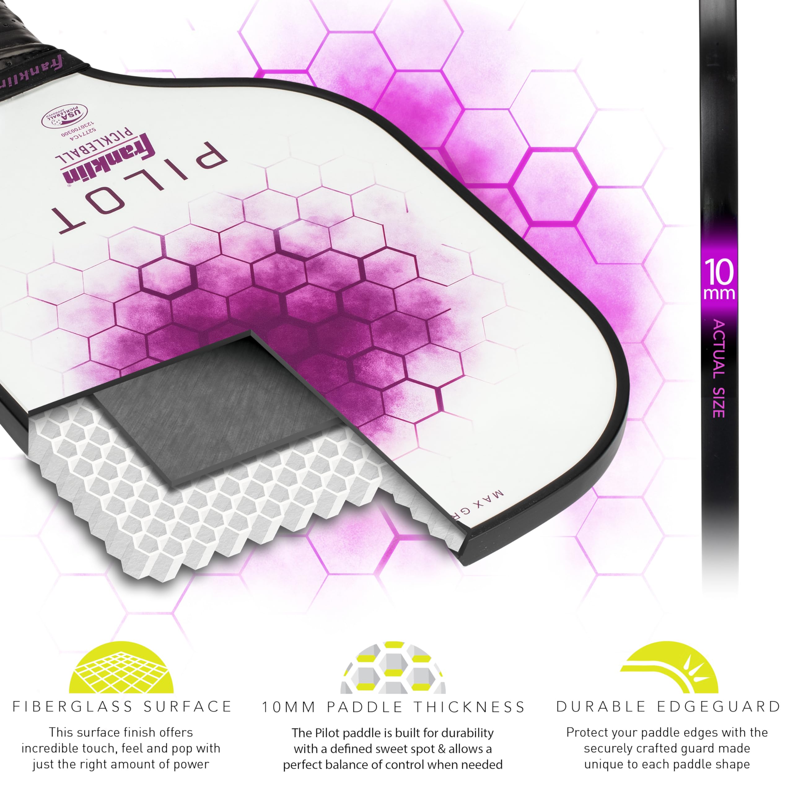 Foto 3 | Pala De Pickleball Franklin Sports Pilot, Polipropileno, Color Morado - Venta Internacional.