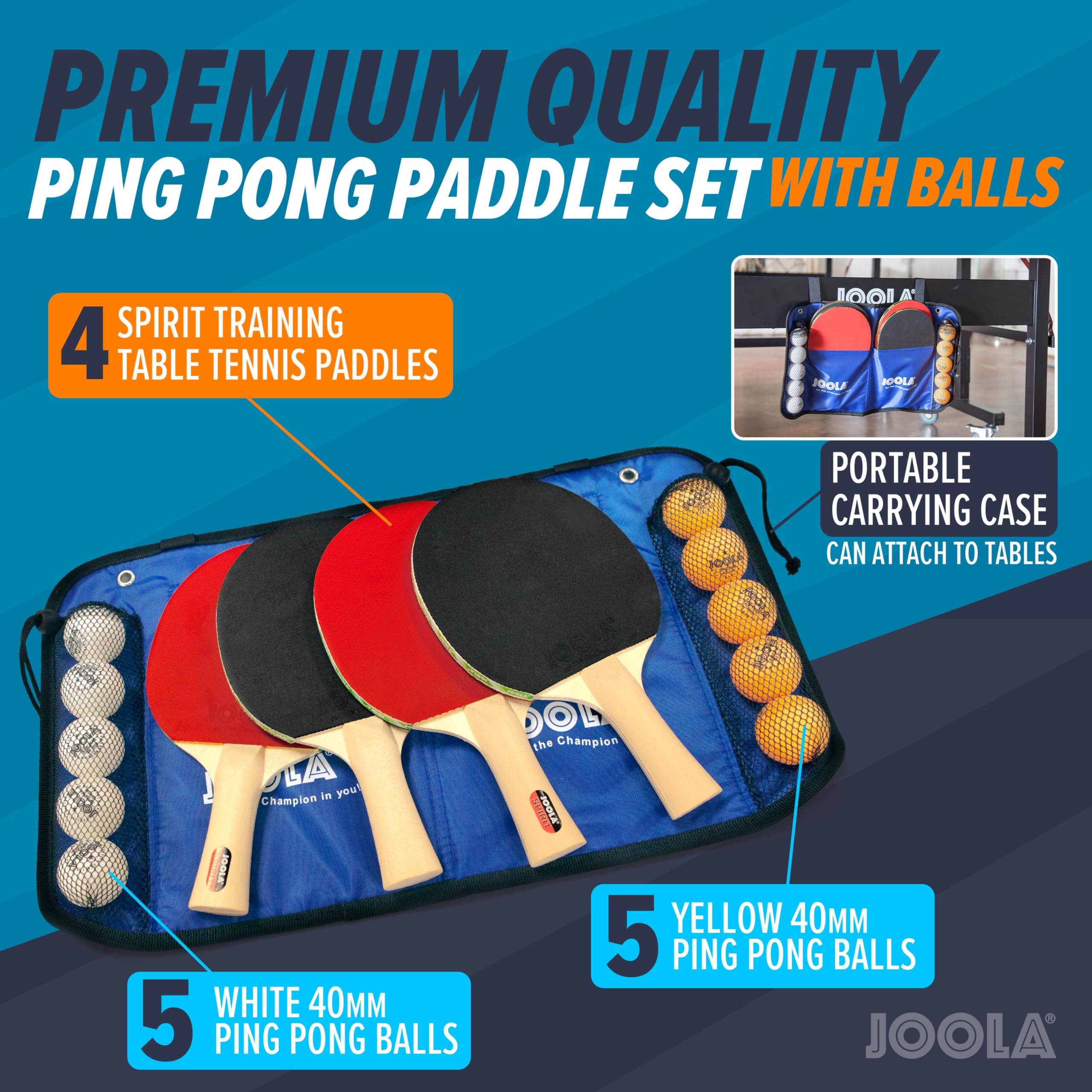 Foto 4 pulgar | Set De Tenis De Mesa Joola Family Premium Con 4 Palas Y 10 Pelotas - Venta Internacional.