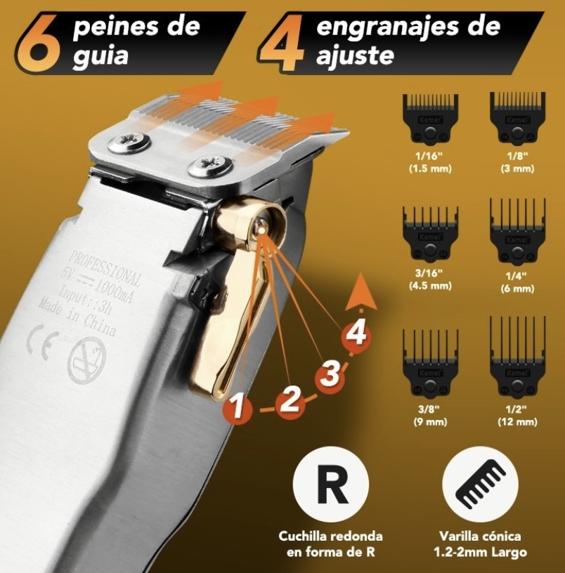 Foto 4 pulgar | Máquina Cortadora de Cabello Kemei con Accesorios