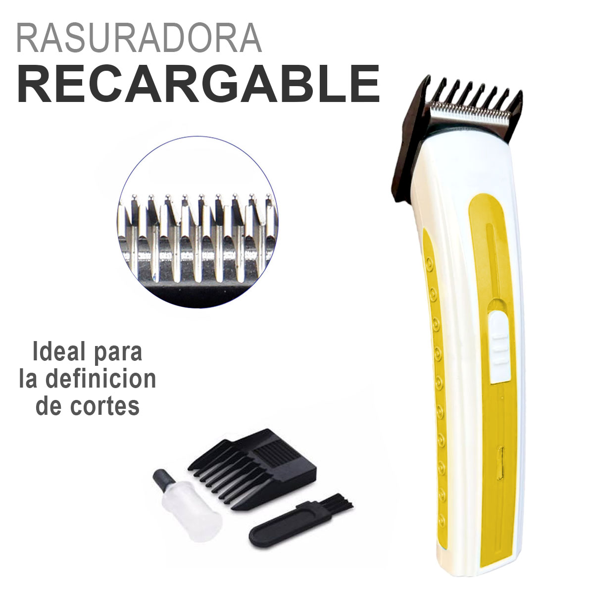 Foto 3 pulgar | Máquina Rasuradora y para Cabello Kimhi Eléctrica Recargable Inalámbrica Amarilla