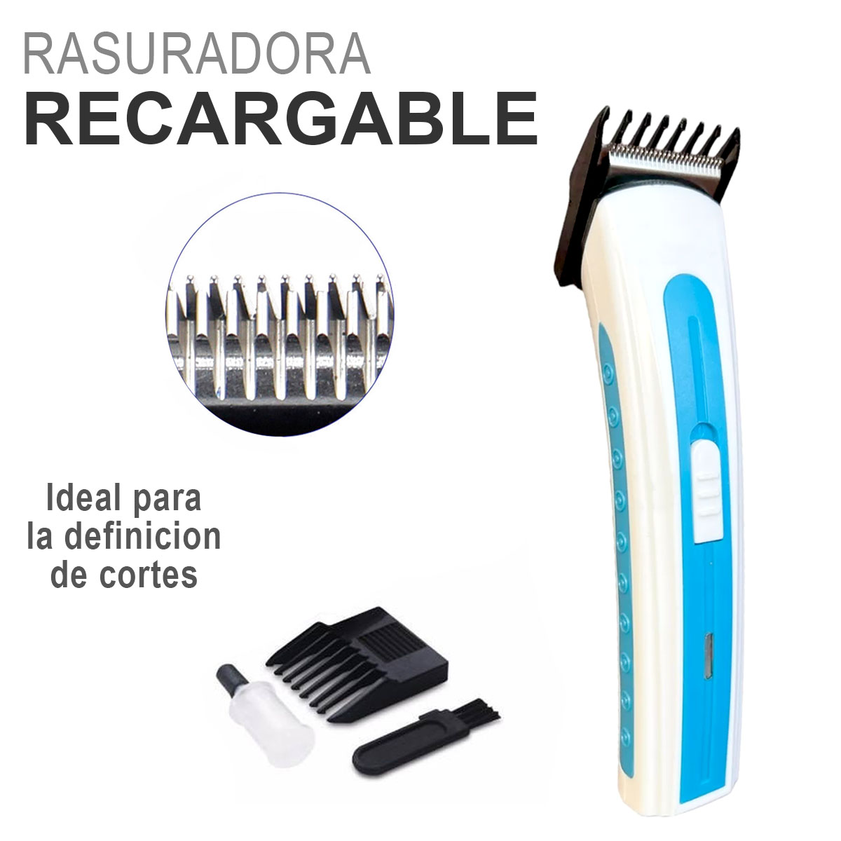 Foto 3 pulgar | Máquina Rasuradora y para Cabello Kimhi Eléctrica Recargable Inalámbrica Azul