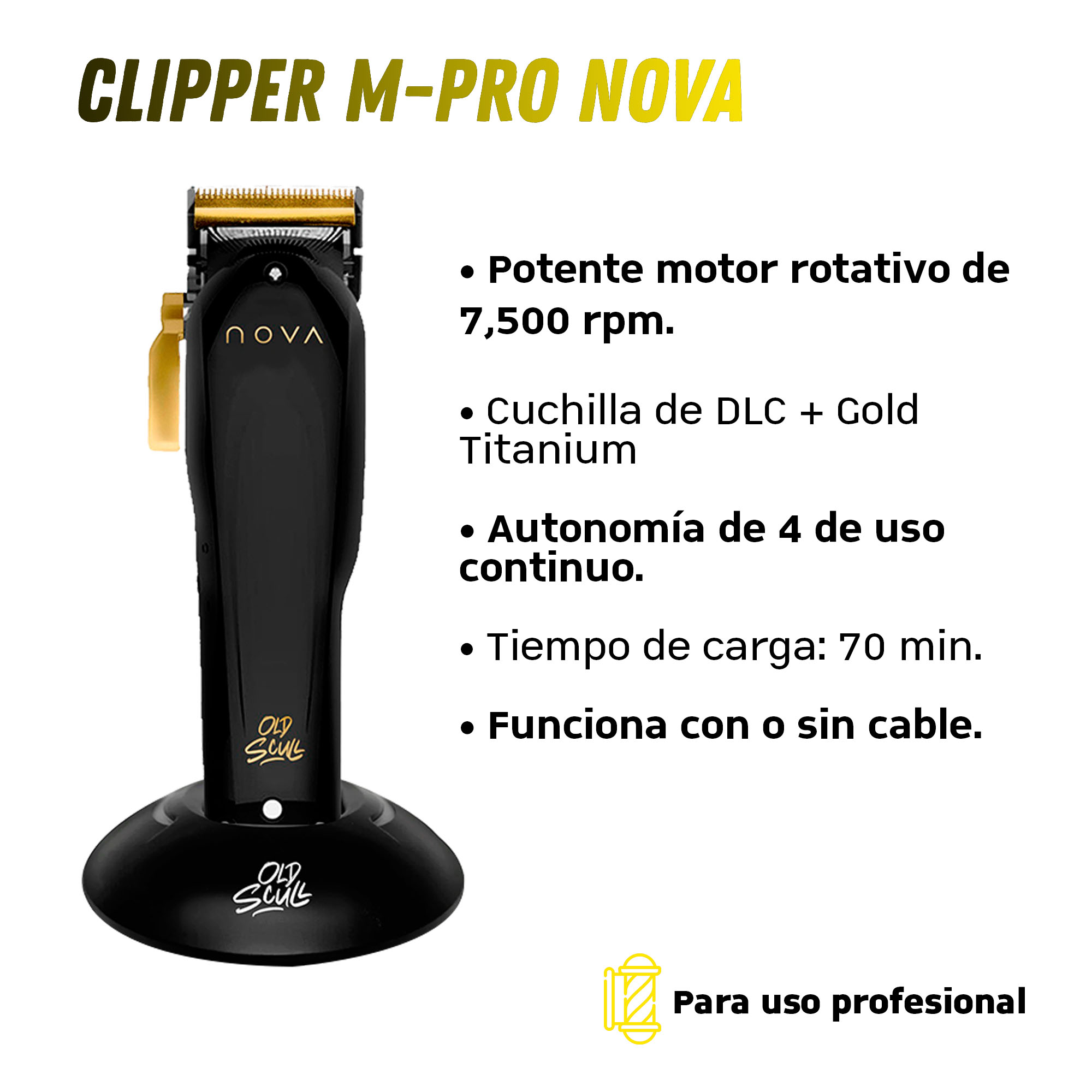 Foto 3 pulgar | Cortadora Profesional Barbería Old Scull M-Pro Nova Clipper