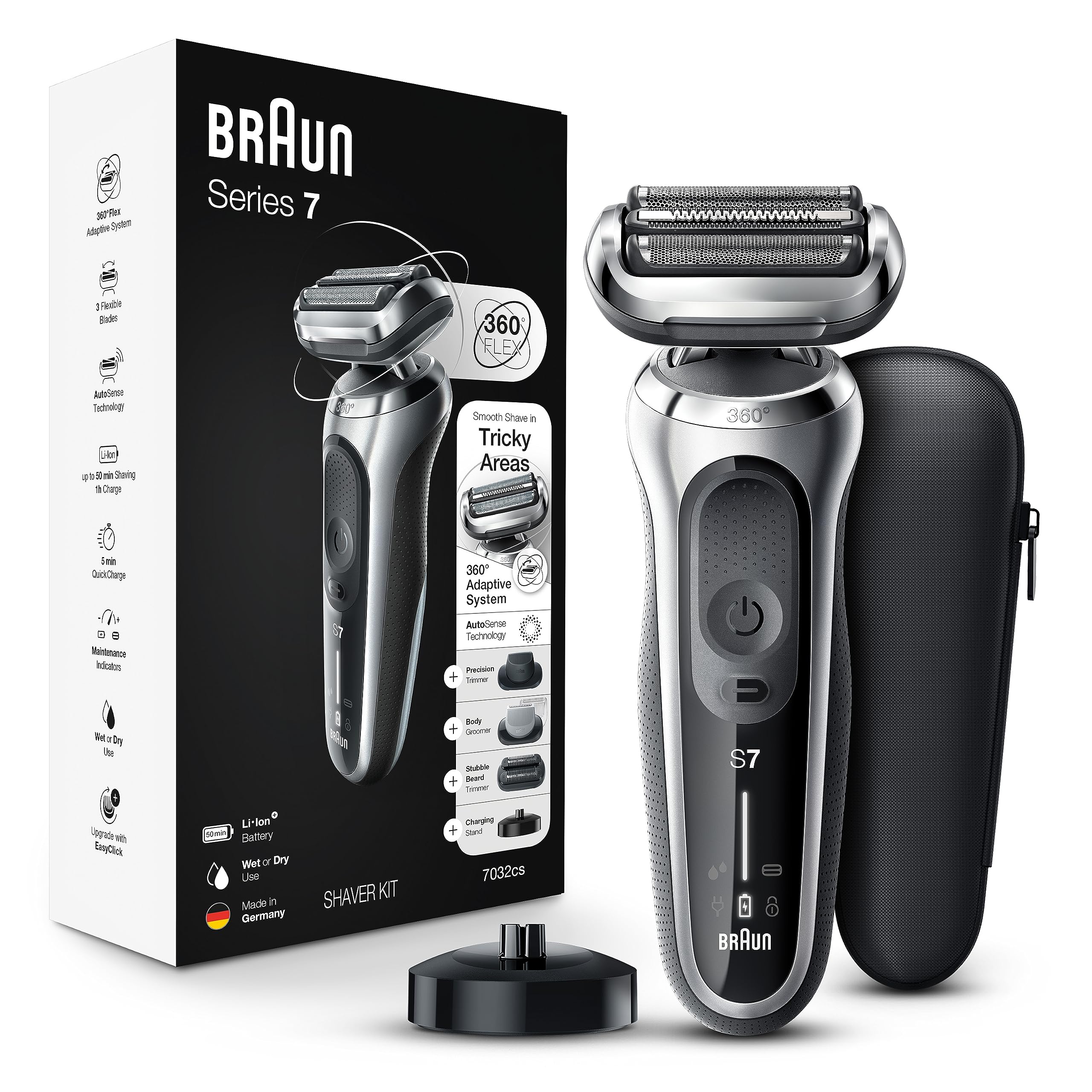 Maquinilla De Afeitar Eléctrica Braun Series 7 7032cs Flex Para Hombre Plateada - Venta Internacional.