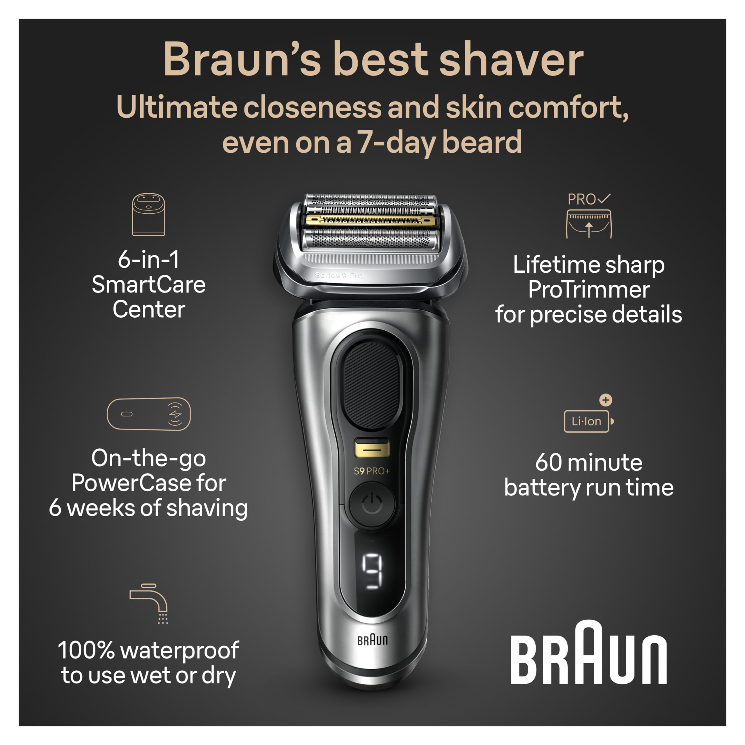 Foto 4 pulgar | Maquinilla De Afeitar Eléctrica Braun Series 9 Pro+ 9577 Cc Wet & Dry - Venta Internacional.