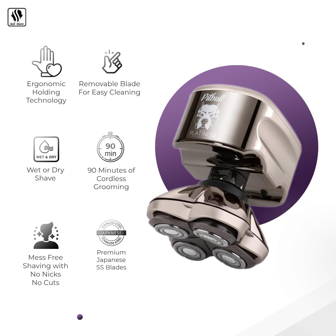 Foto 3 pulgar | Afeitadora De Cabeza Skull Shaver Pitbull Platinum Pro Para Hombre - Venta Internacional.
