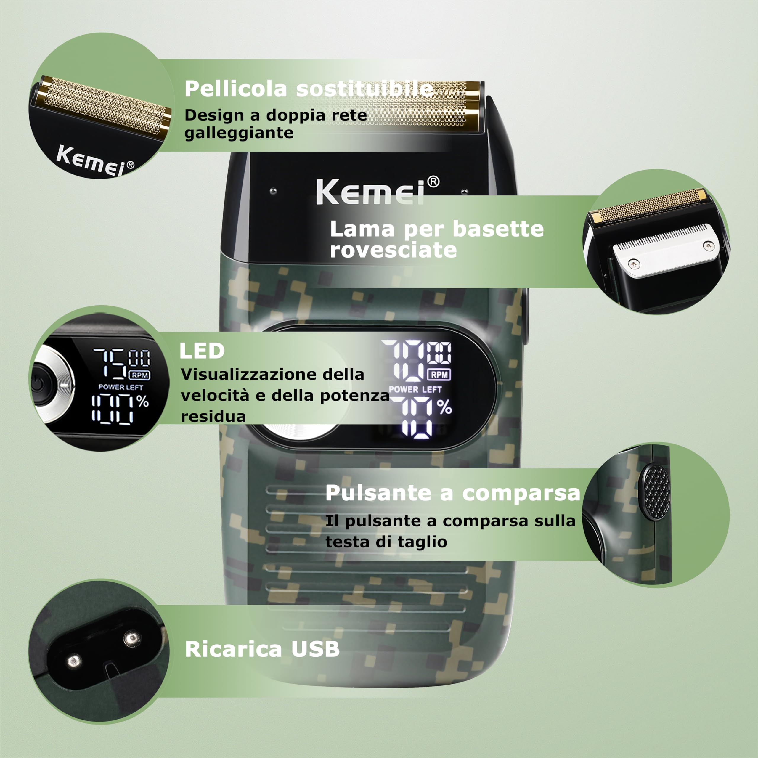 Foto 4 pulgar | Afeitadora Eléctrica Kemei Foil Professional Para Hombre Con Recortadora De Calvos - Venta Internacional.