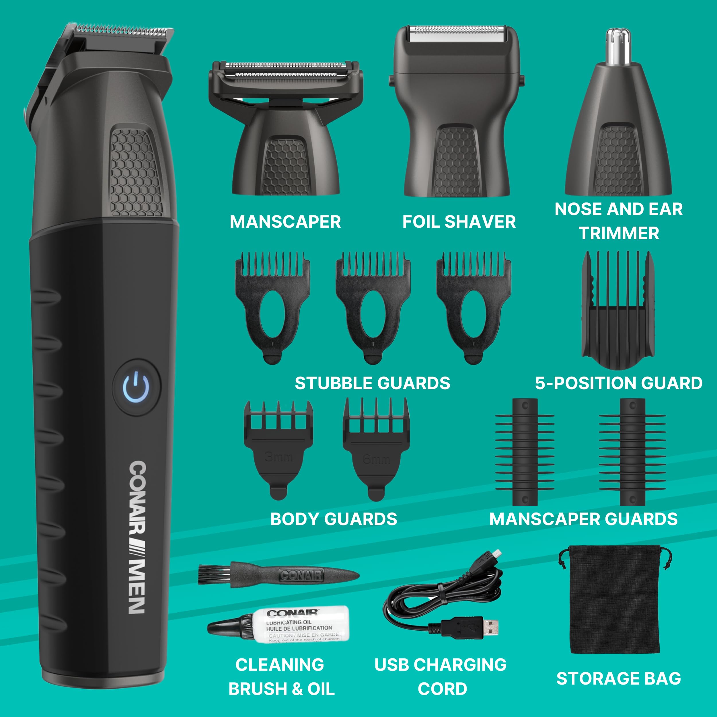 Foto 3 pulgar | Trimmer Nariz + Barba  + Vello Corporal Conair Men Todo en Uno para Hombre - Venta Internacional
