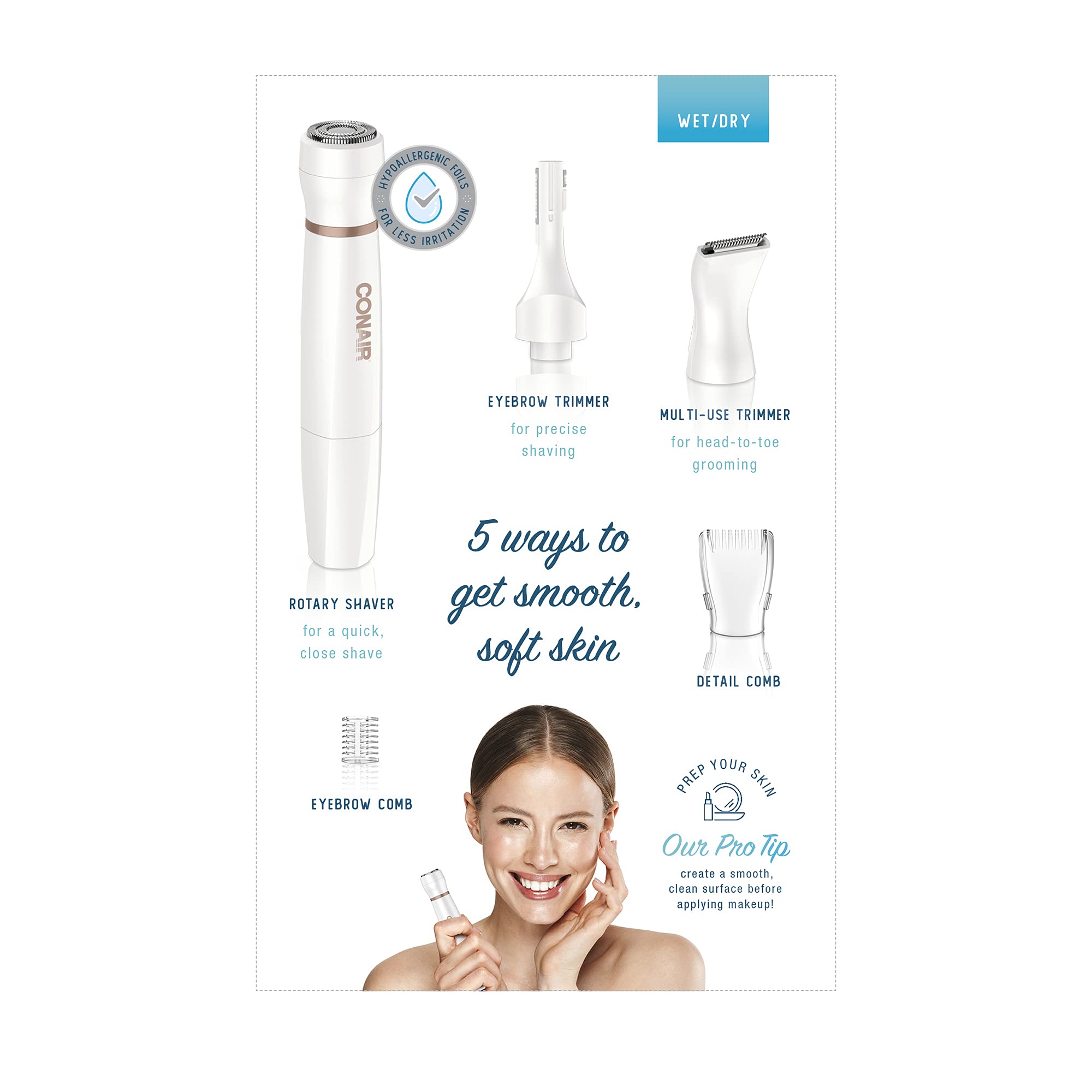 Foto 8 pulgar | Recortadora De Vello Facial Conair All-in-1 Para Mujer - Venta Internacional.