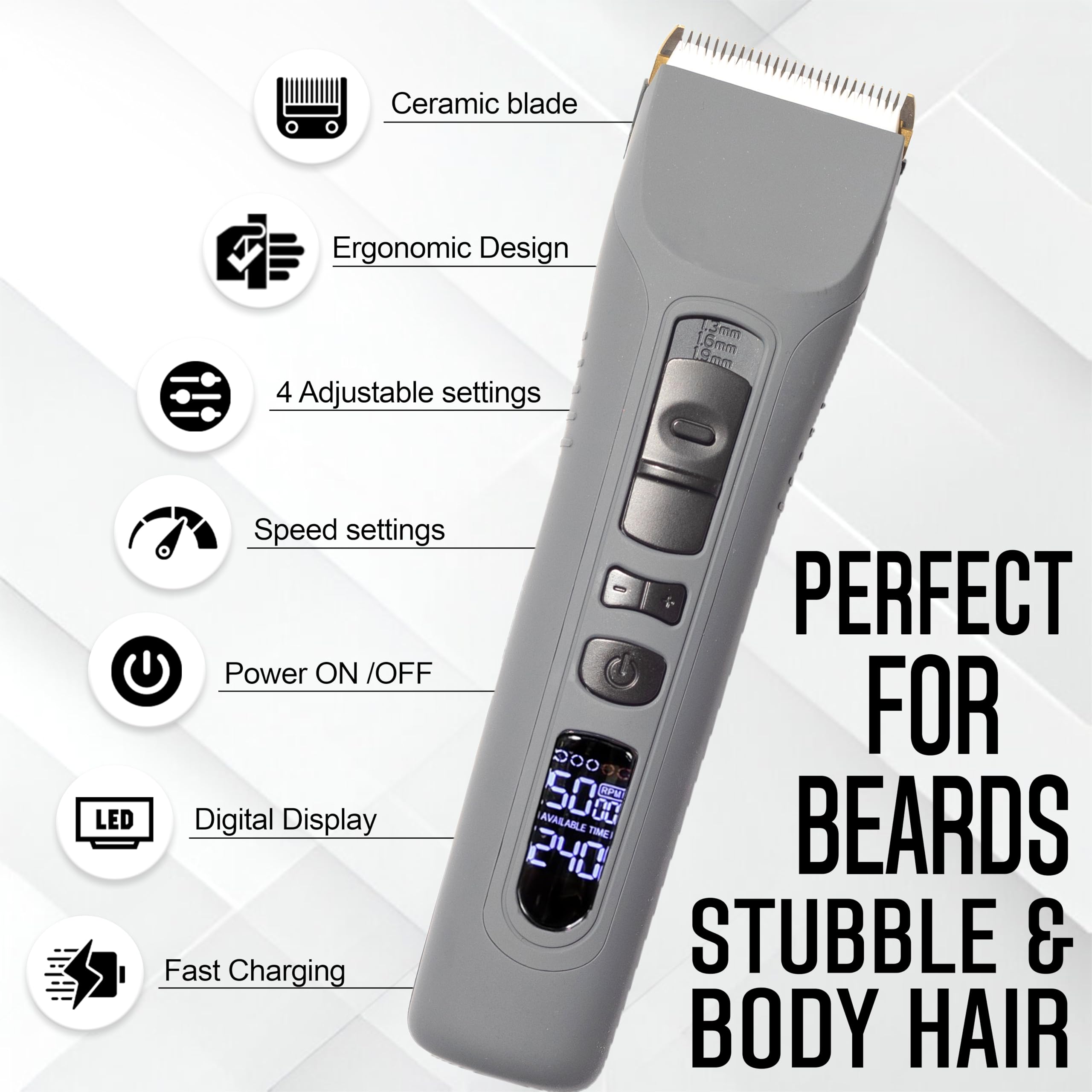 Foto 5 pulgar | Recortadora de Barba Brio Beardscape V1 Professional para Hombre Gris - Venta Internacional