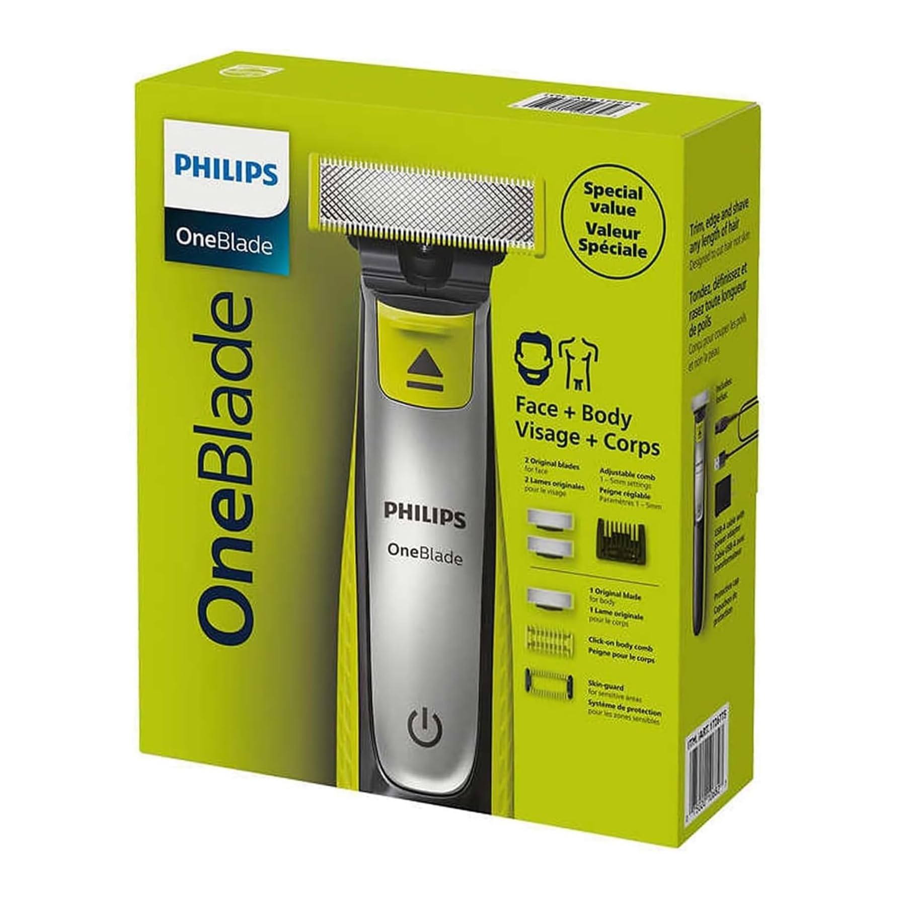 Foto 2 pulgar | Afeitadora Philips Oneblade Face+body Qp2834/60 Con Cuchilla Adicional - Venta Internacional.