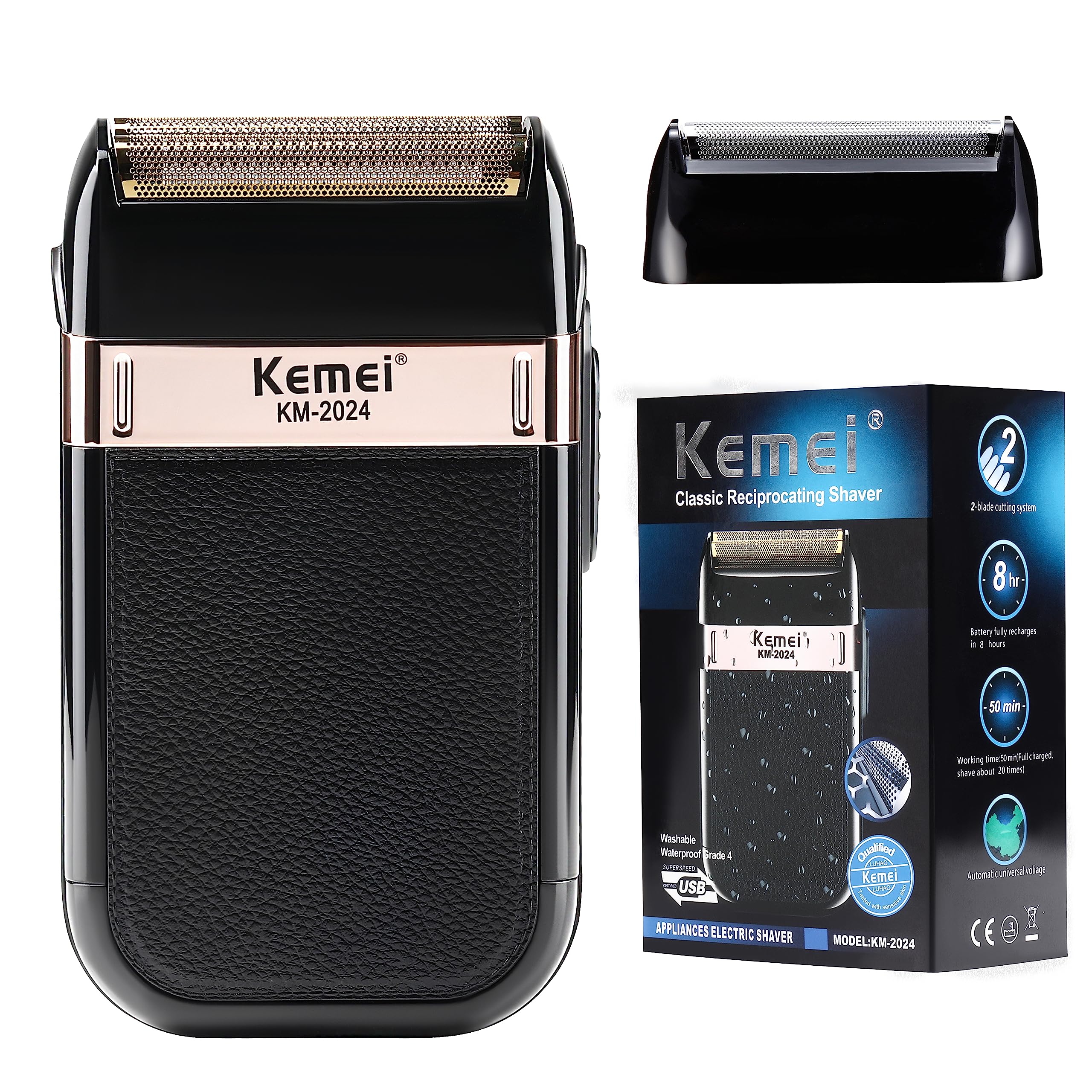 Foto 2 pulgar | Afeitadora Eléctrica Kemei Km-2024 Para Hombre, Impermeable - Venta Internacional.