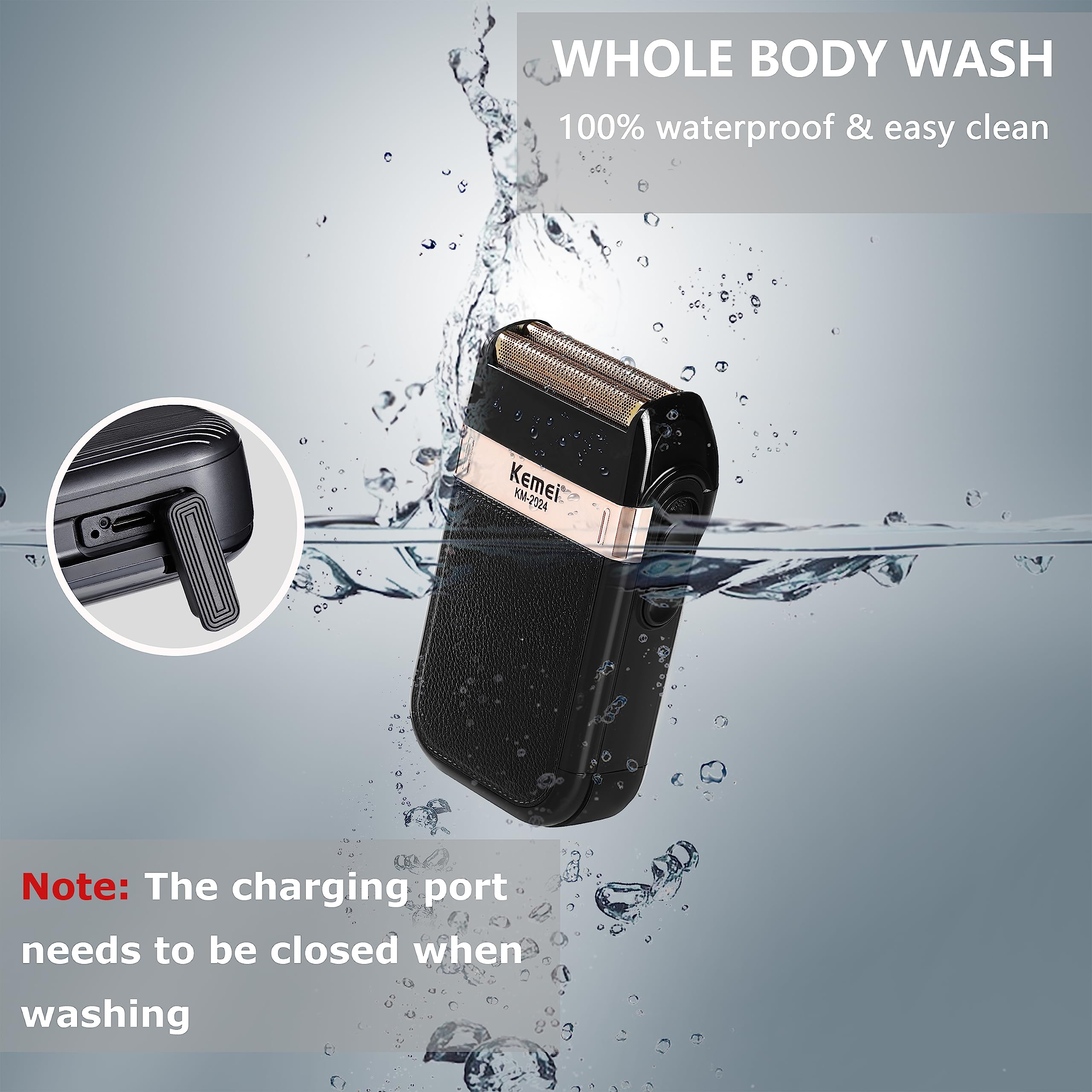 Foto 6 pulgar | Afeitadora Eléctrica Kemei Km-2024 Para Hombre, Impermeable - Venta Internacional.