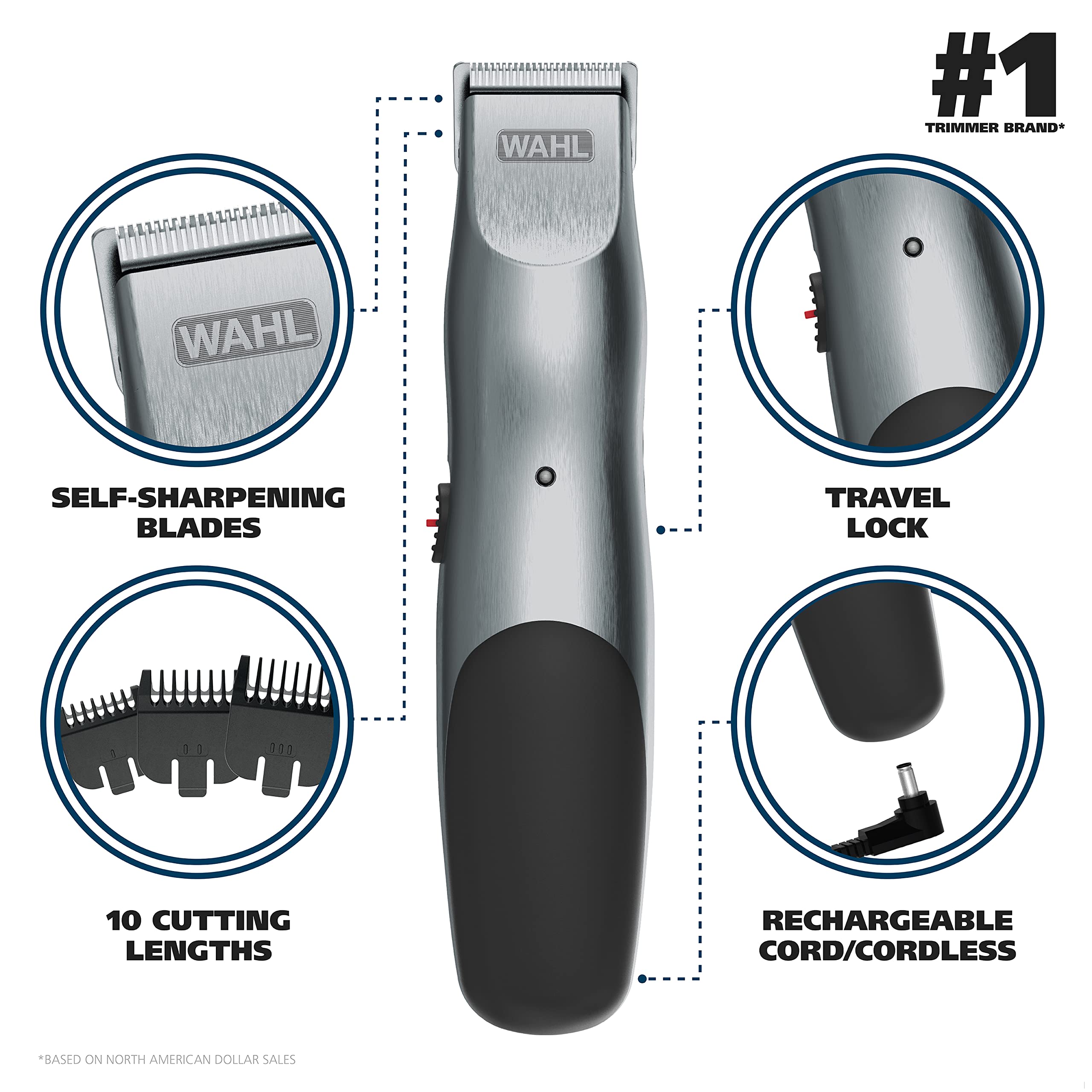 Foto 3 pulgar | Recortadora De Barba Wahl Groomsman Con Cable/inalámbrico Recargable 9918 - Venta Internacional.