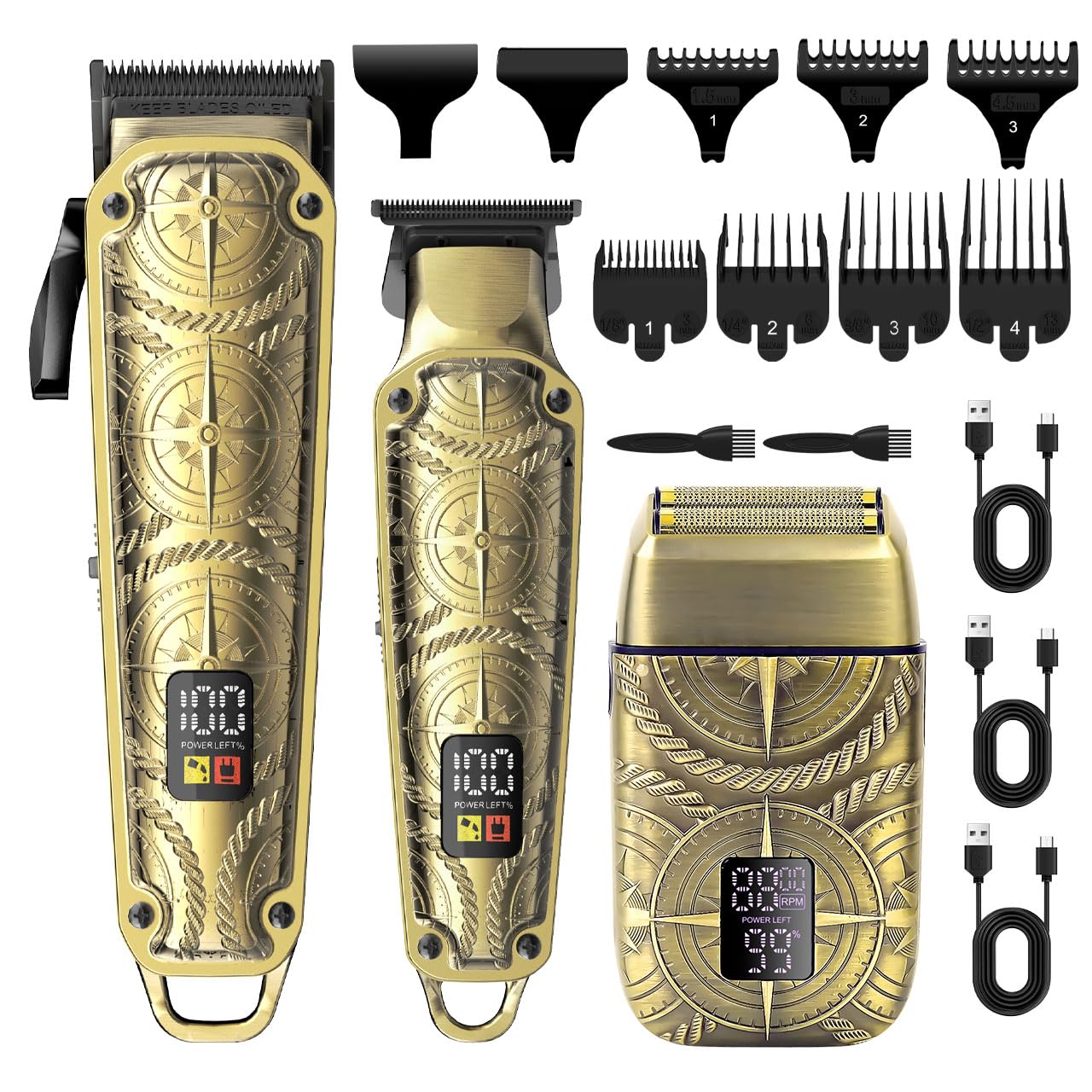 Foto 2 pulgar | Kit Cortadora de Pelo Hatteker Profesional 3 en 1 con Pantalla LCD - Venta Internacional