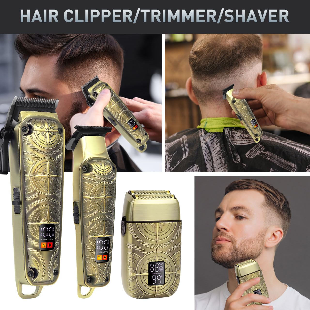 Foto 2 | Kit Cortadora de Pelo Hatteker Profesional 3 en 1 con Pantalla LCD - Venta Internacional