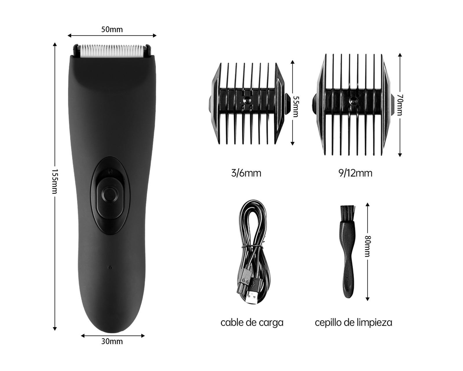Foto 4 pulgar | Rasuradora Eléctrica Recargable Cabello Y Cuerpo Basitex Negro