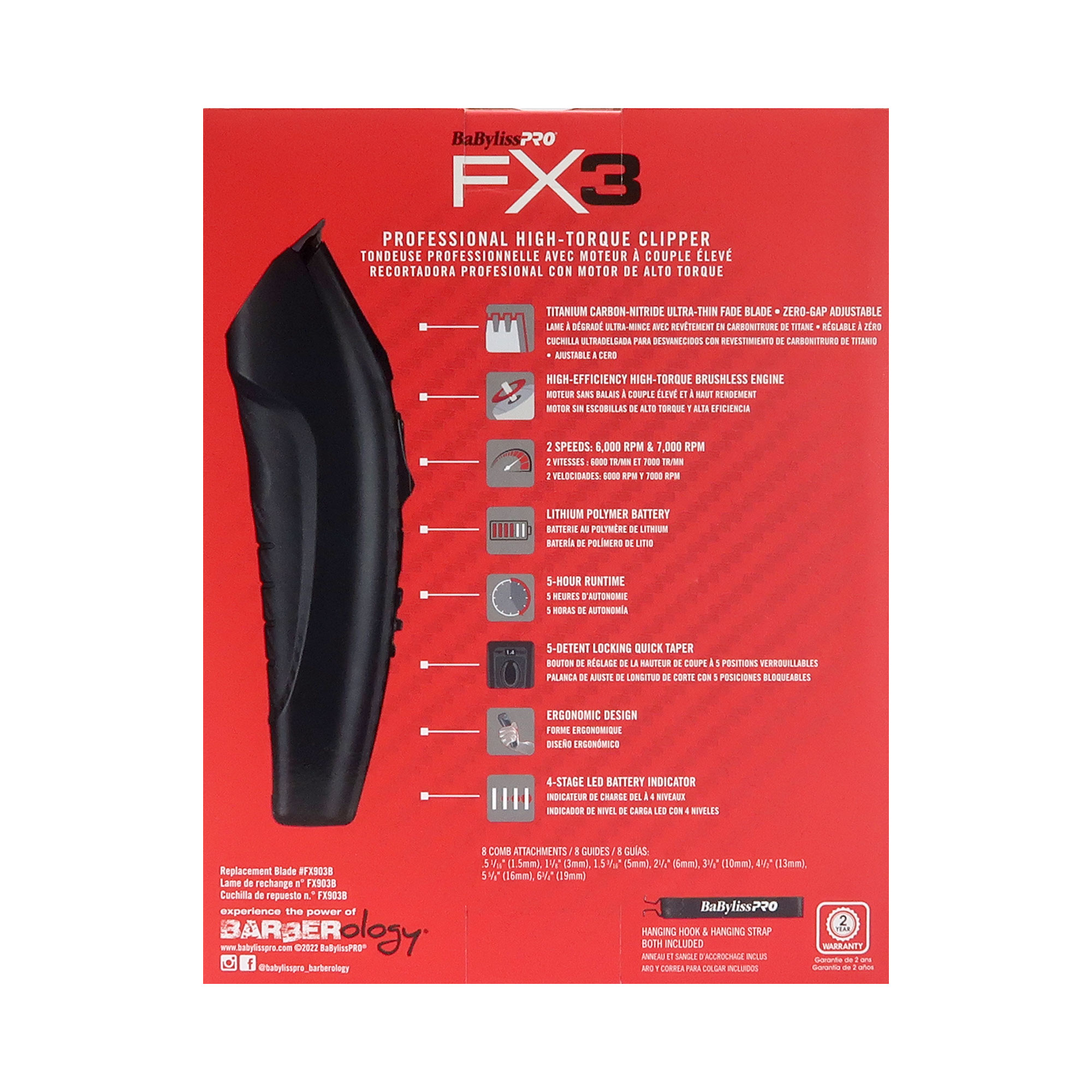 Foto 5 pulgar | Recortadora De Nariz Clipper Babyliss Pro Fx3, Inalámbrica Y De Alta Torsión - Venta Internacional.