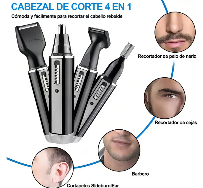 Foto 3 pulgar | Kit Xtellar De Afeitadora Eléctrica 4 En 1 Multifuncional Recargable - Negro Elegante