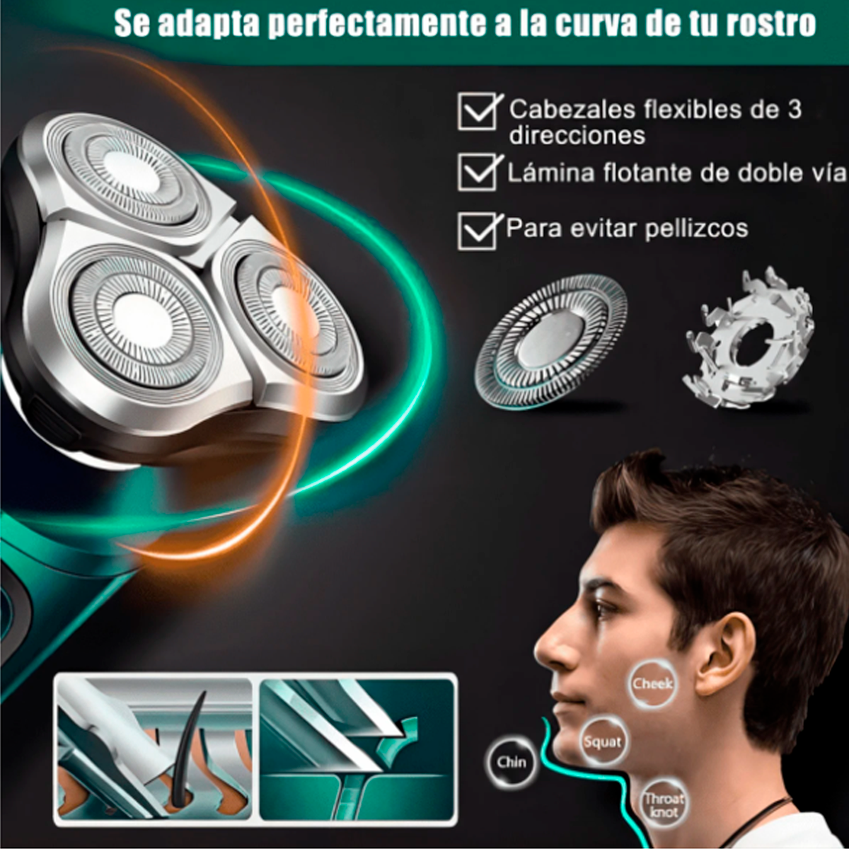 Foto 5 pulgar | Rasuradora Electrica 3en1 Barba Nariz Y Cabello Con Cambio De Cabezales