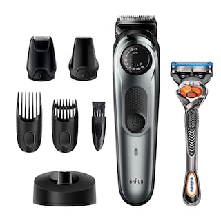 Foto 1 | Recortadora Braun Con Detalles De Barba, Inalámbrica, Recargable, Plateada - Venta Internacional.