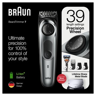 Foto 6 | Recortadora Braun Con Detalles De Barba, Inalámbrica, Recargable, Plateada - Venta Internacional.