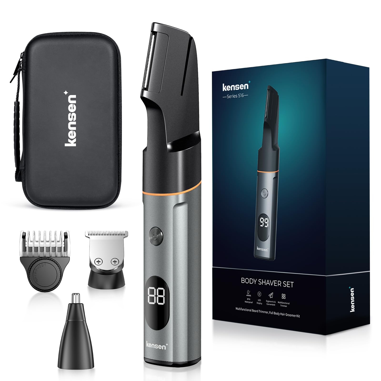 Recortador De Vello Corporal Kensen 3 En 1 Para Hombre, Impermeable, Gris - Venta Internacional.