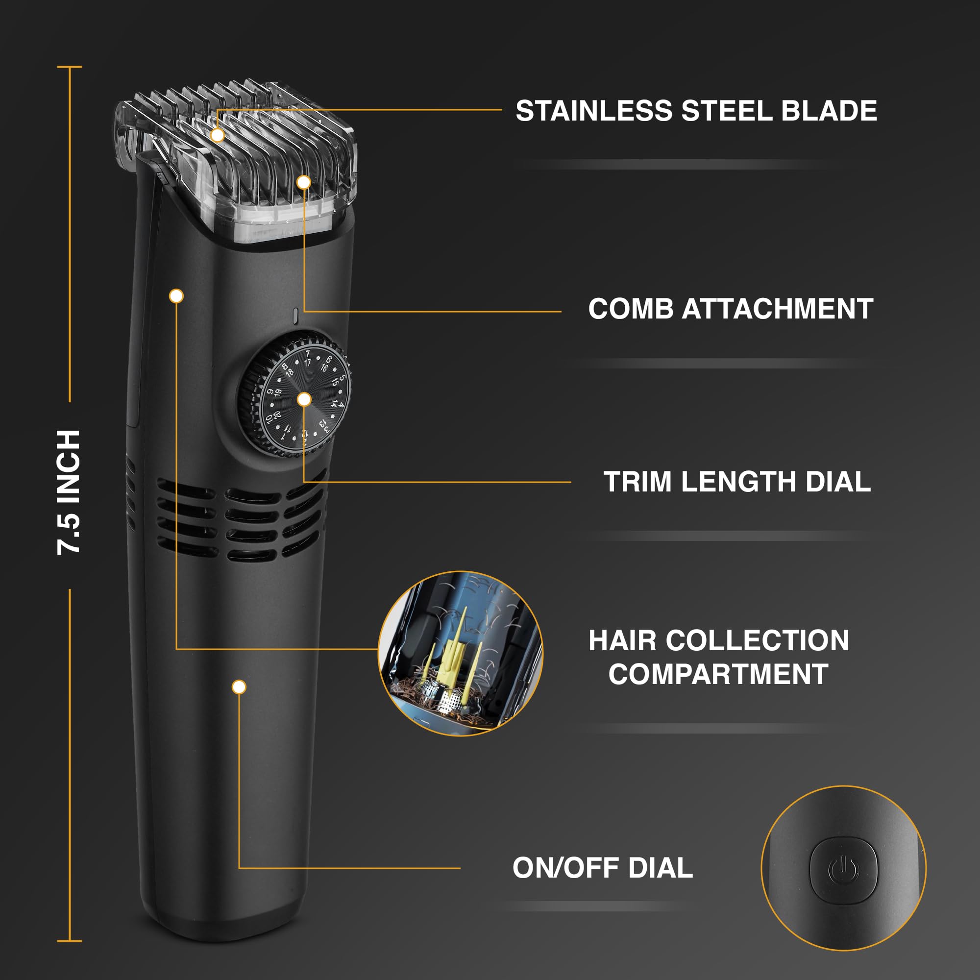 Foto 6 pulgar | Recortadora De Barba Bell+howell Vacutrim Deluxe Inalámbrica Negra - Venta Internacional.
