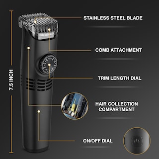 Foto 5 | Recortadora De Barba Bell+howell Vacutrim Deluxe Inalámbrica Negra - Venta Internacional.
