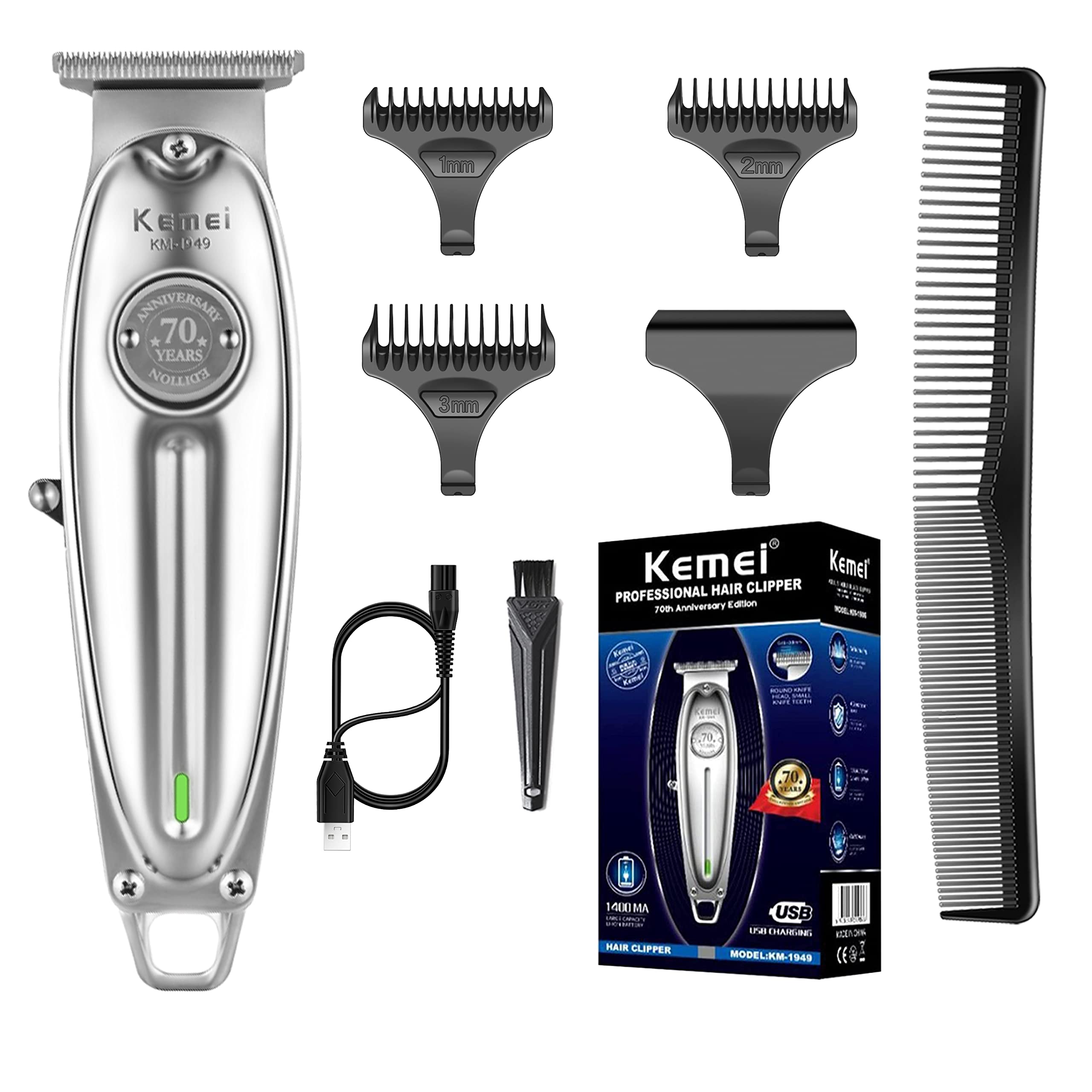Foto 2 pulgar | Recortadora De Barba Y Pelo Kemei Professional Inalámbrica En T Blade 1949 - Venta Internacional.