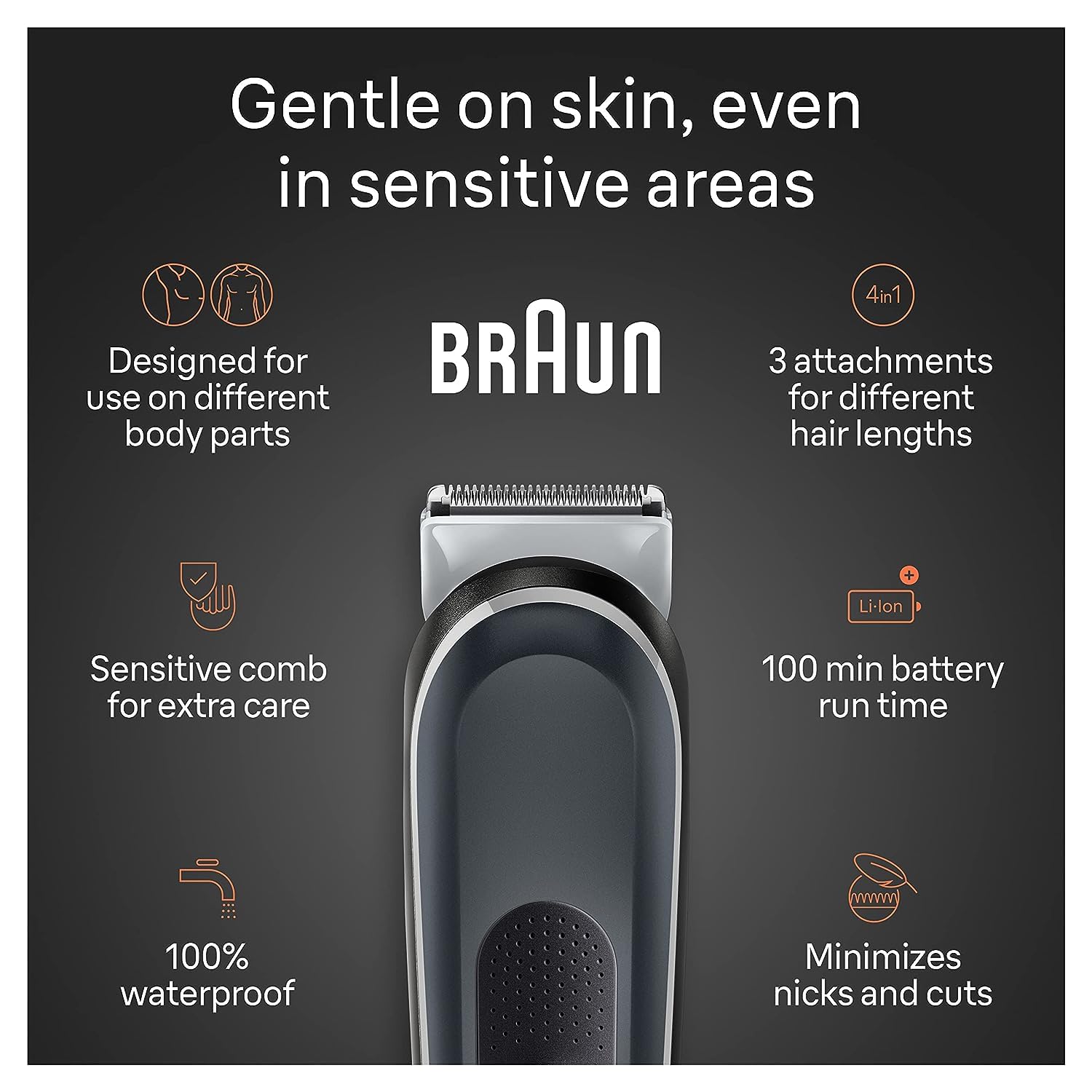 Foto 3 | Peluquería Corporal Braun Bg5340 Para Hombre Con Tecnología Skinshield - Venta Internacional.