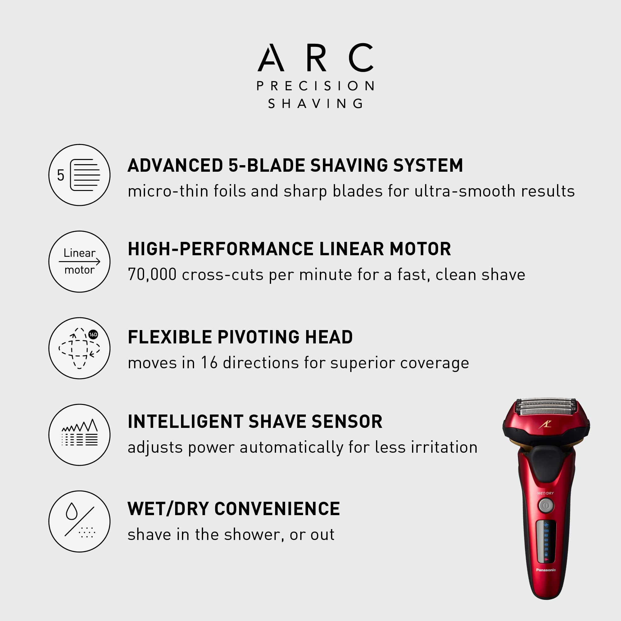 Foto 3 pulgar | Maquinilla De Afeitar Eléctrica Panasonic Arc5 Es-alv6hr Para Hombre Roja - Venta Internacional.