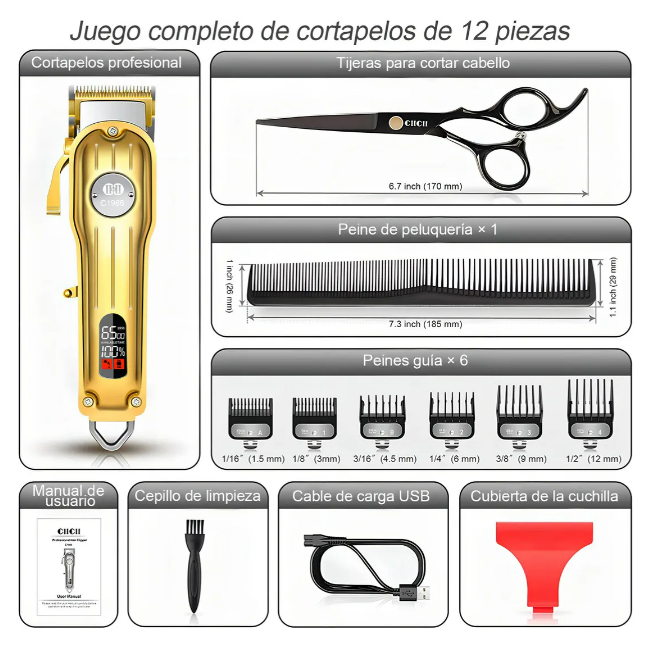 Foto 3 pulgar | Xtellar Cortadora De Cabello Y Barba Inalámbrica Profesional: Máquina De Afeitado Aspiracional Para Hombres De Estilo