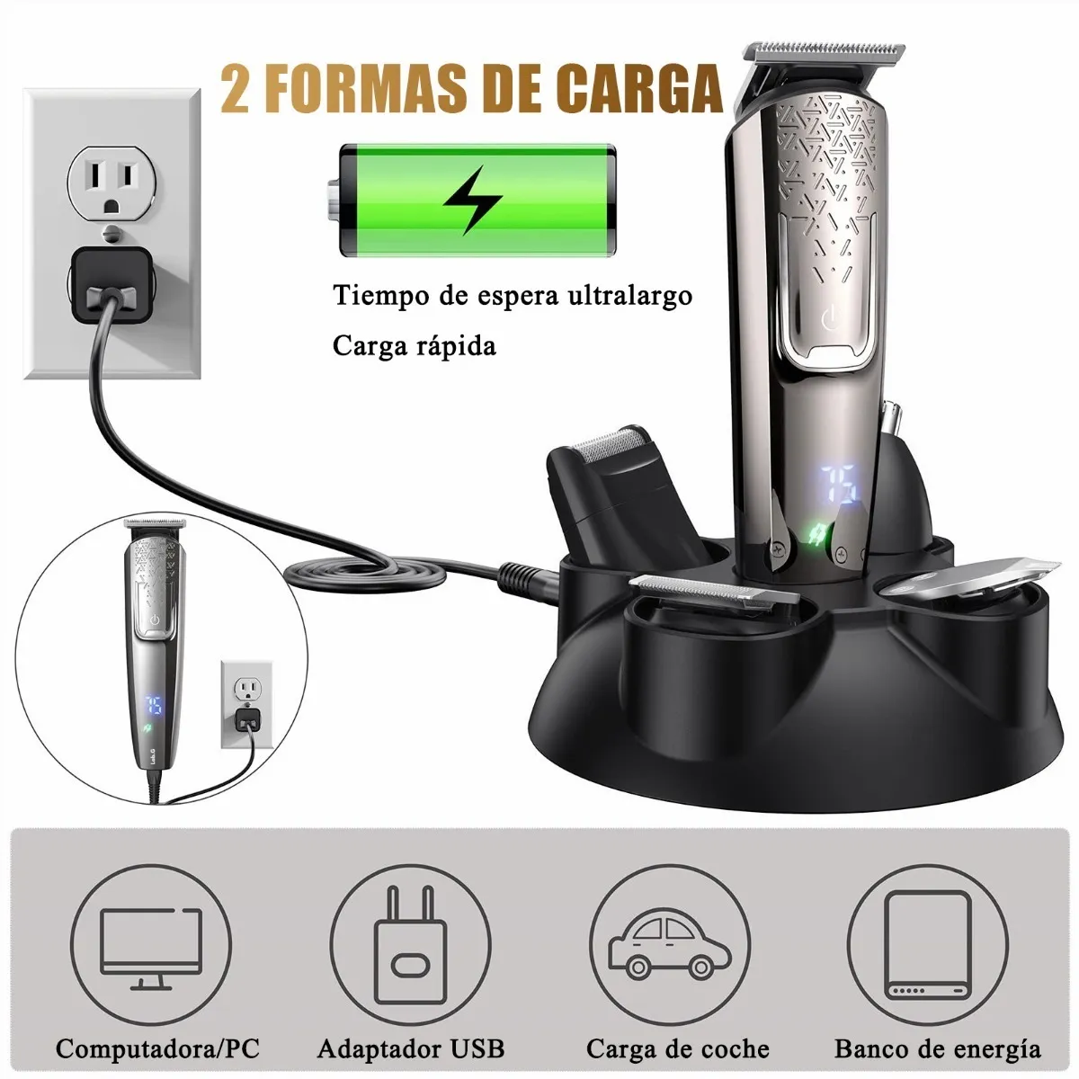 Foto 5 | Cortapelo Hombre 12 En 1 Afeitador Eléctrica Recortadora Barba Lab.g Multicolor