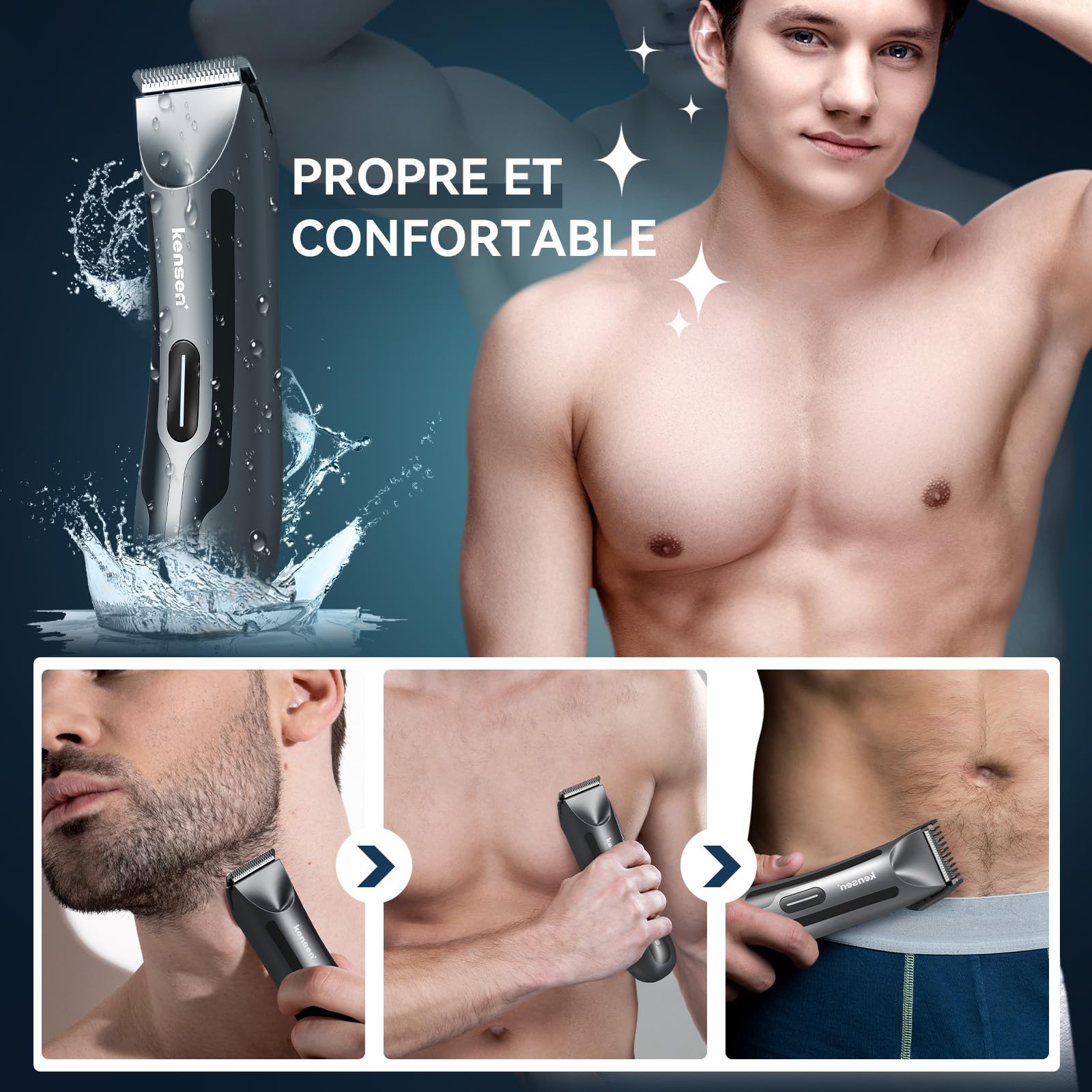 Foto 3 pulgar | Recortadora De Vello Corporal Kensen, Recortadora De Ingles Eléctrica Para Hombre - Venta Internacional.