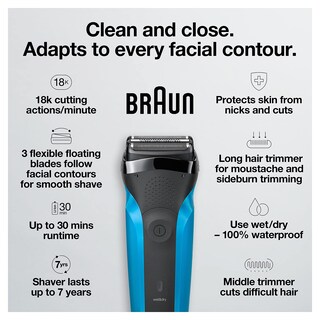 Foto 3 | Maquinilla De Afeitar Eléctrica Braun Series 3 310s Recargable En Seco Y Húmedo - Venta Internacional.