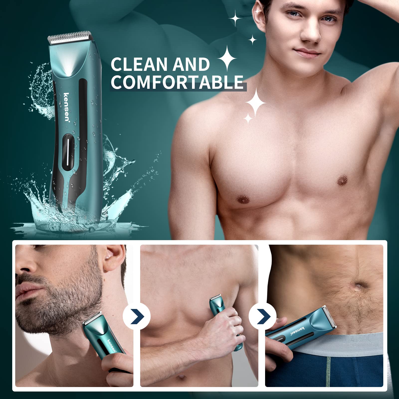 Foto 3 pulgar | Recortadora De Vello Corporal Kensen Para Hombre, Eléctrica, Recargable - Venta Internacional.