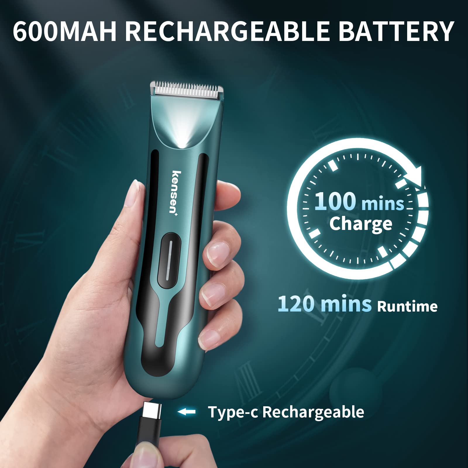 Foto 7 pulgar | Recortadora De Vello Corporal Kensen Para Hombre, Eléctrica, Recargable - Venta Internacional.