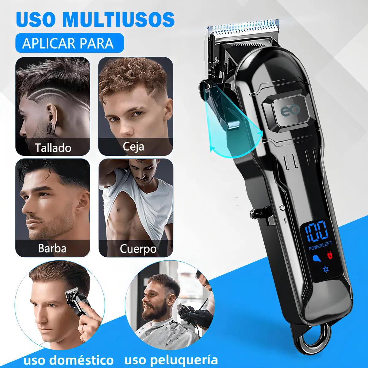 Foto 3 pulgar | Máquina Para Cortar Cabello Cortadora De Pelo Profesional Inalámbrica Recargable Eo Safe Importsesi-19273 Negro