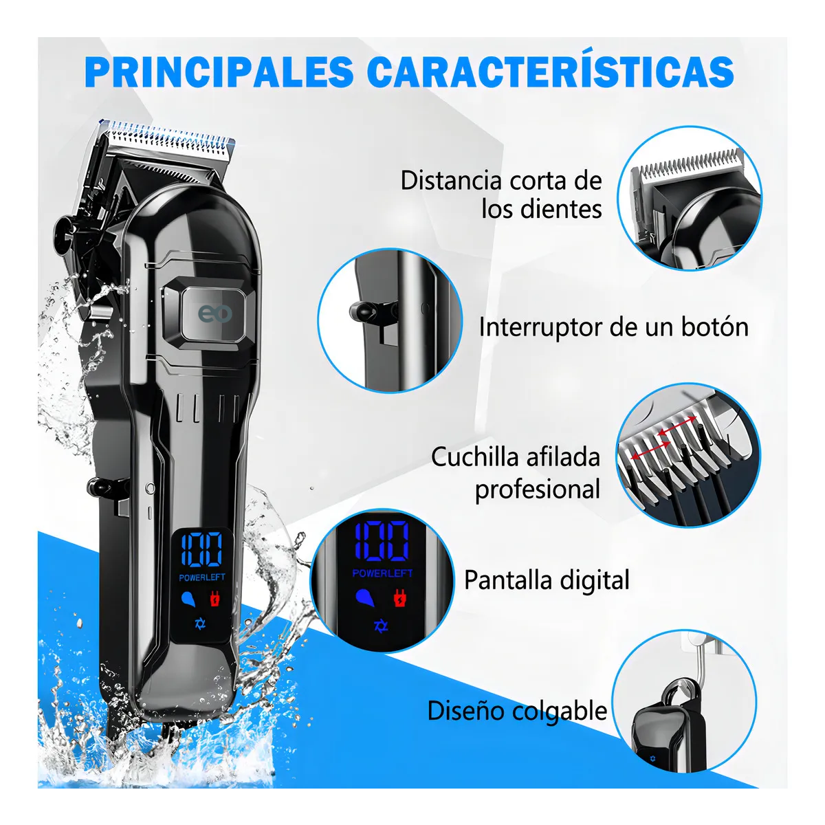 Foto 4 pulgar | Máquina Para Cortar Cabello Cortadora De Pelo Profesional Inalámbrica Recargable Eo Safe Importsesi-19273 Negro