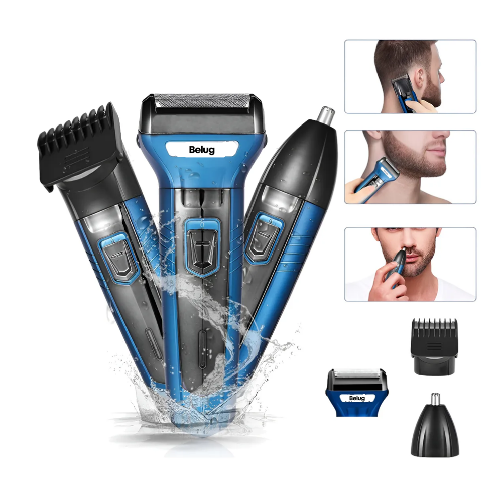 Foto 3 pulgar | Rasuradora Barba Nariz Cabello 3 En 1 Eléctrica Maquina Belug  Azul
