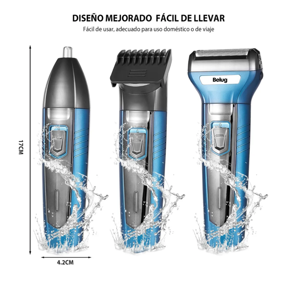 Foto 4 pulgar | Rasuradora Barba Nariz Cabello 3 En 1 Eléctrica Maquina Belug  Azul
