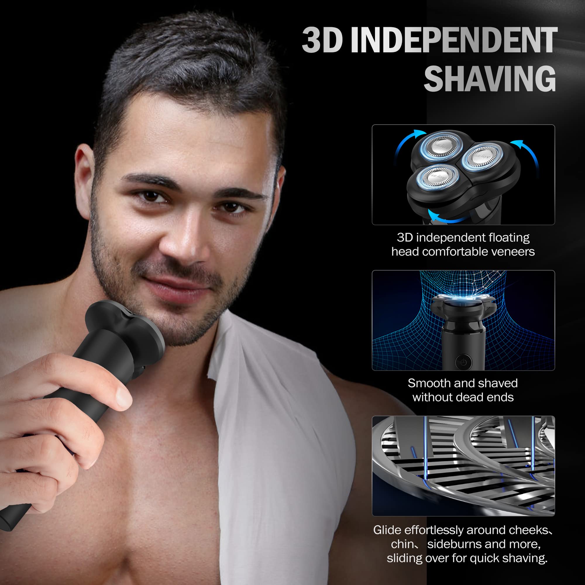 Foto 4 pulgar | Afeitadora Eléctrica Razor Sejoy 3d Recargable Rotary Para Hombre - Venta Internacional.