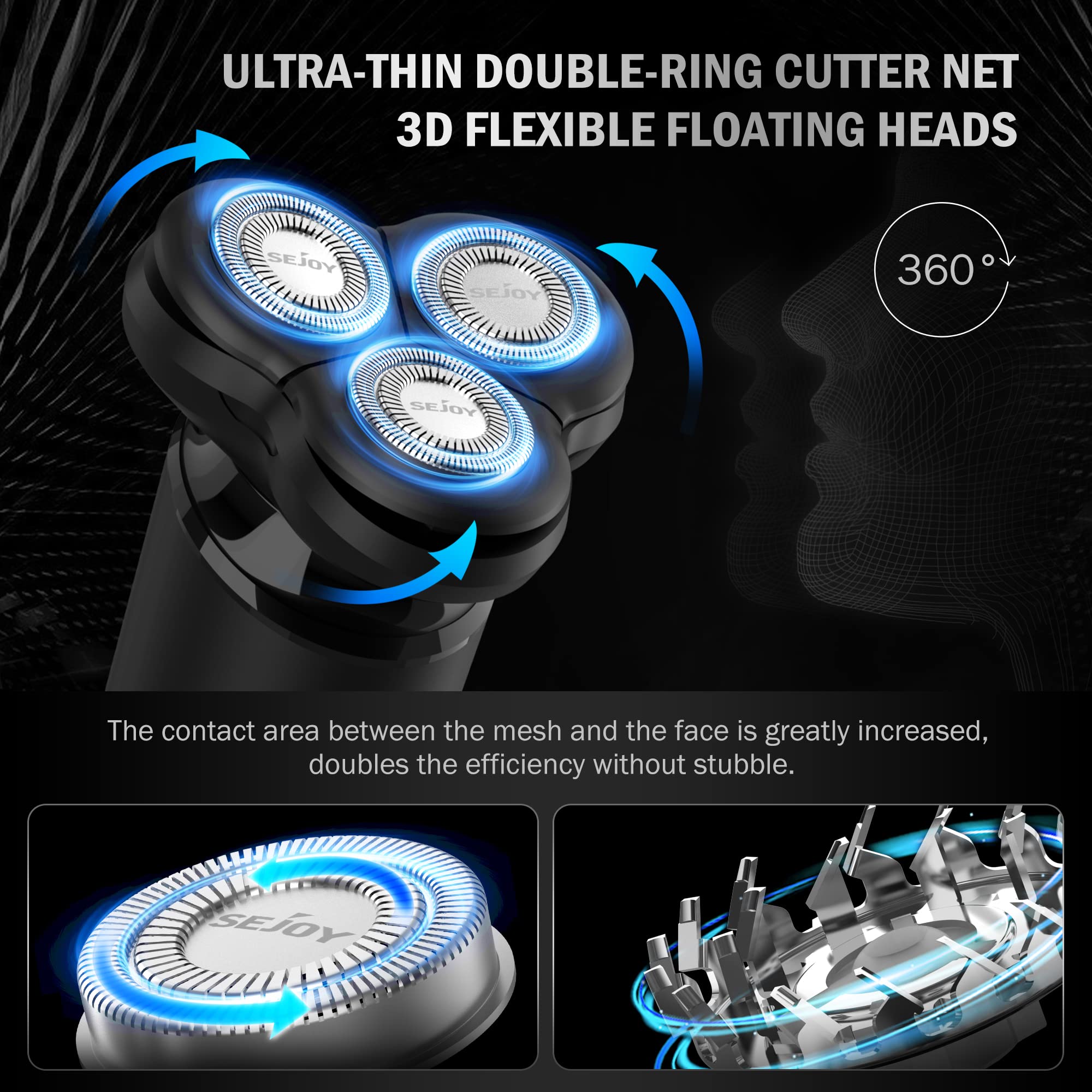 Foto 4 | Afeitadora Eléctrica Razor Sejoy 3d Recargable Rotary Para Hombre - Venta Internacional.