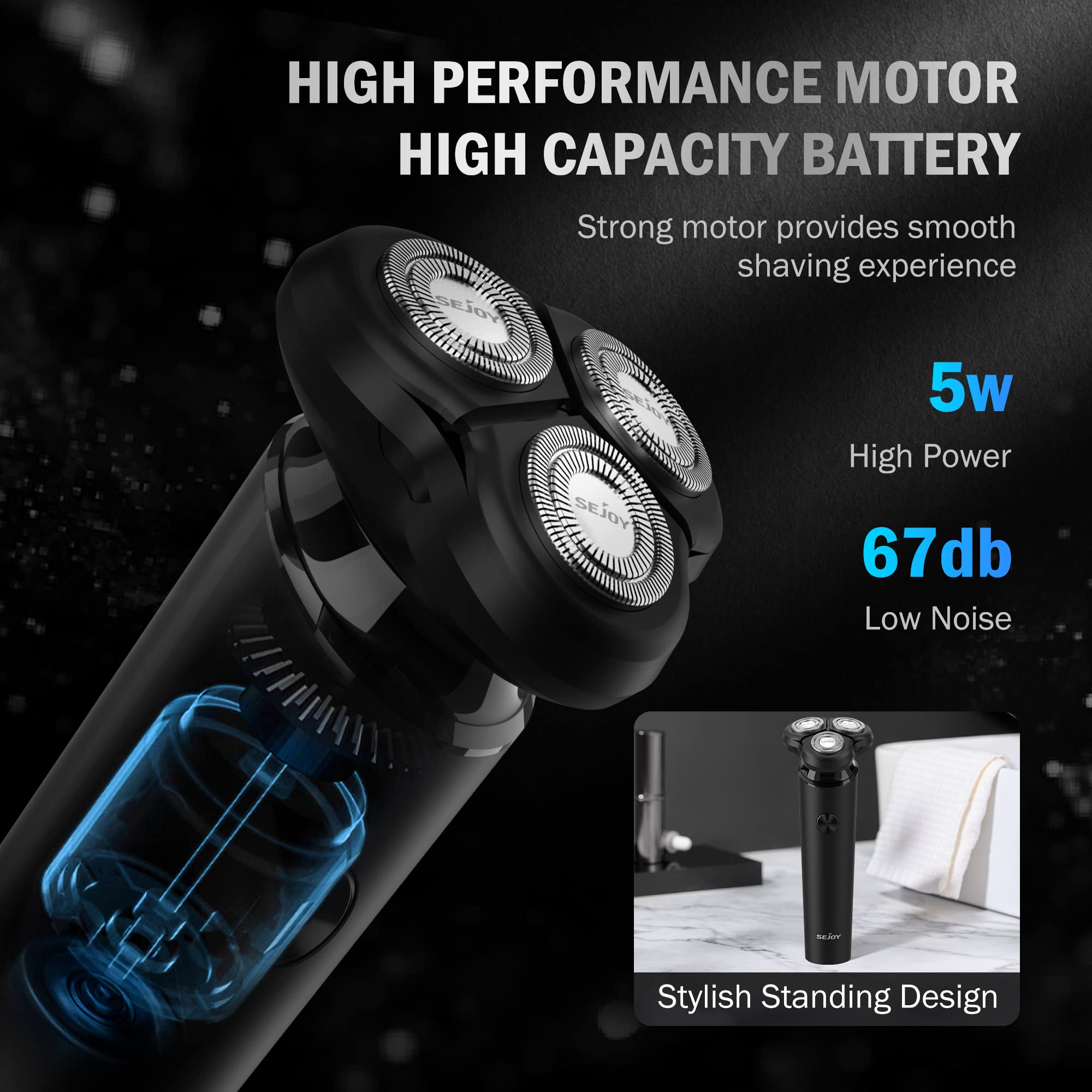 Foto 5 | Afeitadora Eléctrica Razor Sejoy 3d Recargable Rotary Para Hombre - Venta Internacional.
