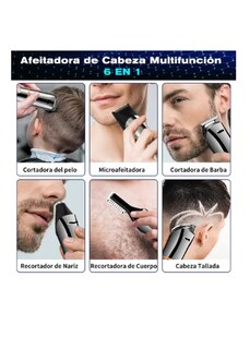 Foto 2 | Rasuradora Electrica Afeitadora Kit 6 En 1 Barba Cabello Nariz Cuerpo