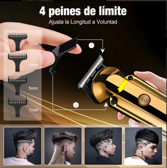 Foto 5 pulgar | Maquina Para Cortar Cabello Cortadora Pelo Barba Profesional Inalambrica Trimmer Rasuradora Alta Potencia