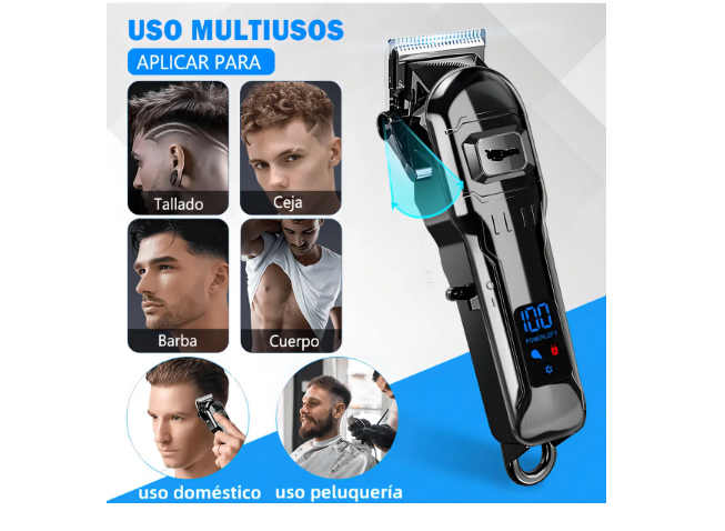 Foto 2 | Maquina Para Cortar Cabello Profesional Cortadora De Cabello Inalámbrica Perfiladora De Pelo