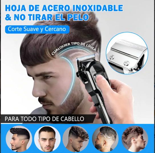 Foto 3 | Maquina Para Cortar Cabello Profesional Cortadora De Cabello Inalámbrica Perfiladora De Pelo